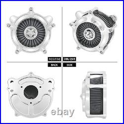 Chrome Aluminum Air Cleaner Filter with Gray Intake Element Kit Fits For Harley