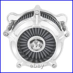 Chrome Aluminum Air Cleaner Filter with Gray Intake Element Kit Fits For Harley