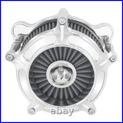 Chrome Aluminum Air Cleaner Filter with Gray Intake Element Kit Fits For Harley