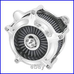 Chrome Aluminum Air Cleaner Filter with Gray Intake Element Kit Fits For Harley