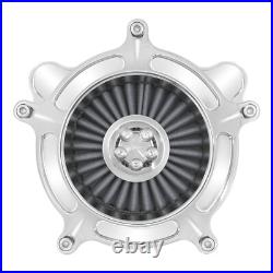 Chrome Aluminum Air Cleaner Filter with Gray Intake Element Kit Fits For Harley