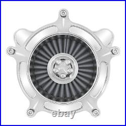 Chrome Aluminum Air Cleaner Filter with Gray Intake Element Kit Fits For Harley