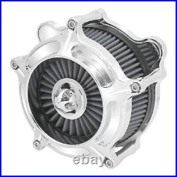 Chrome Aluminum Air Cleaner Filter with Gray Intake Element Kit Fits For Harley