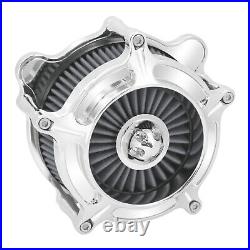 Chrome Aluminum Air Cleaner Filter with Gray Intake Element Kit Fits For Harley