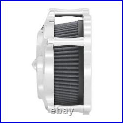 Chrome Aluminum Air Cleaner Filter with Gray Intake Element Kit Fits For Harley