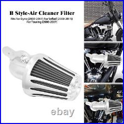 Chrome Cone Air Filter Gray Element For Harley Softail Breakout Fat Boy 00-2015