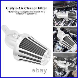 Chrome Cone Air Filter Gray Intake For Harley Softail Breakout 2016-17 Dyna 2017