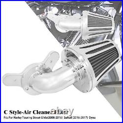 Chrome Cone Air Filter Gray Intake For Harley Touring Road Electra Glide 08-2016