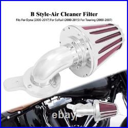 Chrome Cone Air Filter Red Element For Harley Touring Road Electra Glide 00-2007
