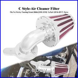 Chrome Cone Air Filter Red Intake For Harley Touring Road Electra Glide 08-2016