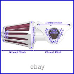 Chrome Cone Air Filter Red Intake For Harley Touring Road Street Glide 2008-2016 Chrome Cone Air Filter Red Intake For Harley Touring Road Street Glide 2008-2016