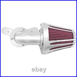 Chrome Cone Aluminum Air Cleaner Filter with Red Intake Element Fits For Harley