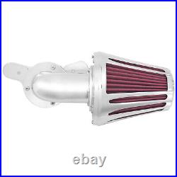 Chrome Cone Aluminum Air Cleaner Filter with Red Intake Element Fits For Harley