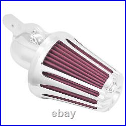 Chrome Cone Aluminum Air Cleaner Filter with Red Intake Element Fits For Harley