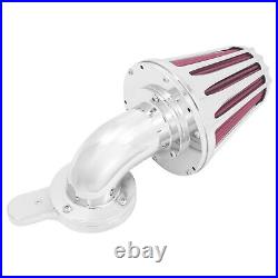 Chrome Cone Aluminum Air Cleaner Filter with Red Intake Element Fits For Harley