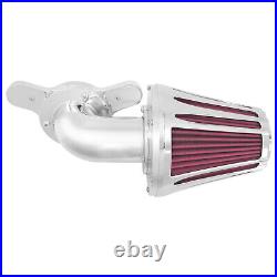 Chrome Cone Aluminum Air Cleaner Filter with Red Intake Element Fits For Harley