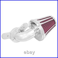 Chrome Cone Aluminum Air Cleaner Filter with Red Intake Element Fits For Harley