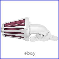 Chrome Cone Aluminum Air Cleaner Filter with Red Intake Element Fits For Harley