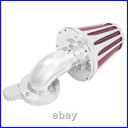 Chrome Cone Aluminum Air Cleaner Filter withRose Red Intake Element Fit For Harley