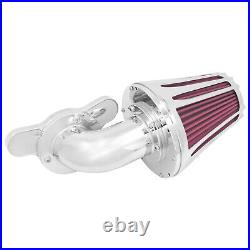 Chrome Cone Aluminum Air Cleaner Filter withRose Red Intake Element Fit For Harley