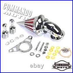 Chrome Cone Spike Air Cleaner Intake Filter Kit For Harley Dyna Softail Touring