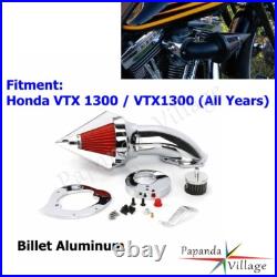 Chrome Cone Spike Air Cleaner Intake Filter Kit For Honda VTX VTX1300 All Years