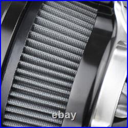 Chrome Cut Air Filter Cleaner Grey Element Fit For Harley Touring Trike 2008-16