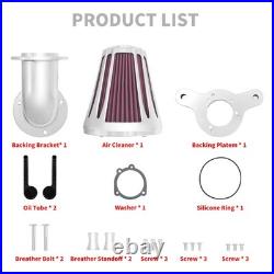 Cone Chrome Air Filter Red Intake For Harley Dyna Low Rider Street Bob 2000-2017