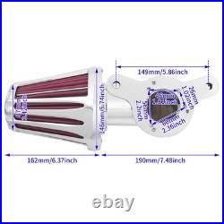 Cone Chrome Air Filter Red Intake For Harley Dyna Low Rider Street Bob 2000-2017