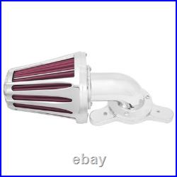 Cone Chrome Air Filter Red Intake For Harley Dyna Low Rider Street Bob 2000-2017