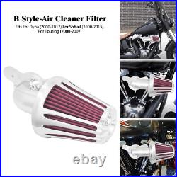 Cone Chrome Air Filter Red Intake For Harley Touring 00-07 Softail 00-2015 Dyna