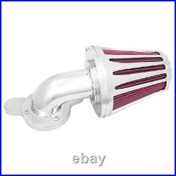 Cone Chrome Aluminum Air Cleaner Filter withRose Red Intake Element Fit For Harley