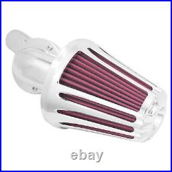 Cone Chrome Aluminum Air Cleaner Filter withRose Red Intake Element Fit For Harley