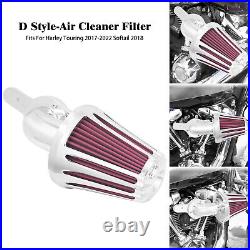 Cone Chrome CNC Gauge Air Cleaner Filter with Red Intake Element Fits For Harley