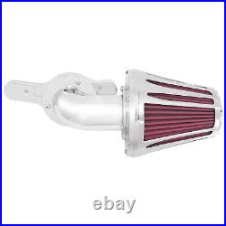 Cone Chrome CNC Gauge Air Cleaner Filter with Red Intake Element Fits For Harley