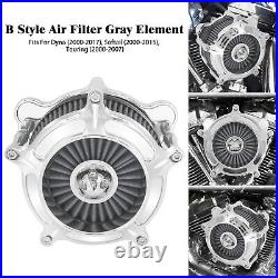 Fits For Harley Chrome Aluminum Air Cleaner Filter with Gray Intake Element Kit