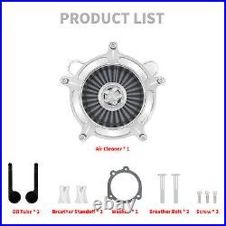 Fits For Harley Chrome Aluminum Air Cleaner Filter with Gray Intake Element Kit