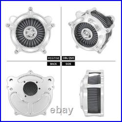 Fits For Harley Chrome Aluminum Air Cleaner Filter with Gray Intake Element Kit