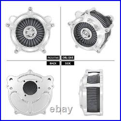 Fits For Harley Chrome Aluminum Air Cleaner Filter with Gray Intake Element Kit