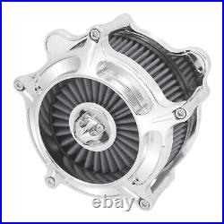 Fits For Harley Chrome Aluminum Air Cleaner Filter with Gray Intake Element Kit