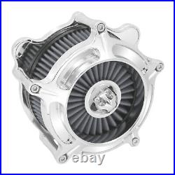 Fits For Harley Chrome Aluminum Air Cleaner Filter with Gray Intake Element Kit