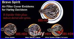 Harley Davidson Motorcycle Air Filter Cover Emblem Brave Spirit Zambini Bros MFA