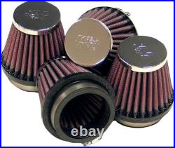 K&N Moto Motorcycle Motorbike Clamp-On Air Filters Chrome / Red