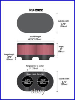 K&N RU-2922 Universal Clamp-On Air Filter Premium Quality Upgrade Performance