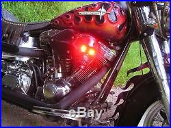 Motorcycle Skull Air Cleaner LED Light Eyes, Spring Jaw, Gun Metal Grey Finish