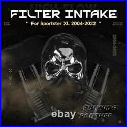 Skull High-Flow Air Cleaner Intake Filter Kit For Sportster XL1200 XL883 2004-22