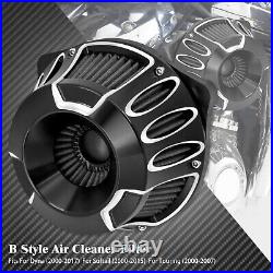 Sucker Cut Air Cleaner Filter Gray Element Fit For Harley Dyna Softail 2000-2015