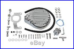 Tear Drop Air Cleaner Kit Finned Chrome, for Harley Davidson motorcycles, by V